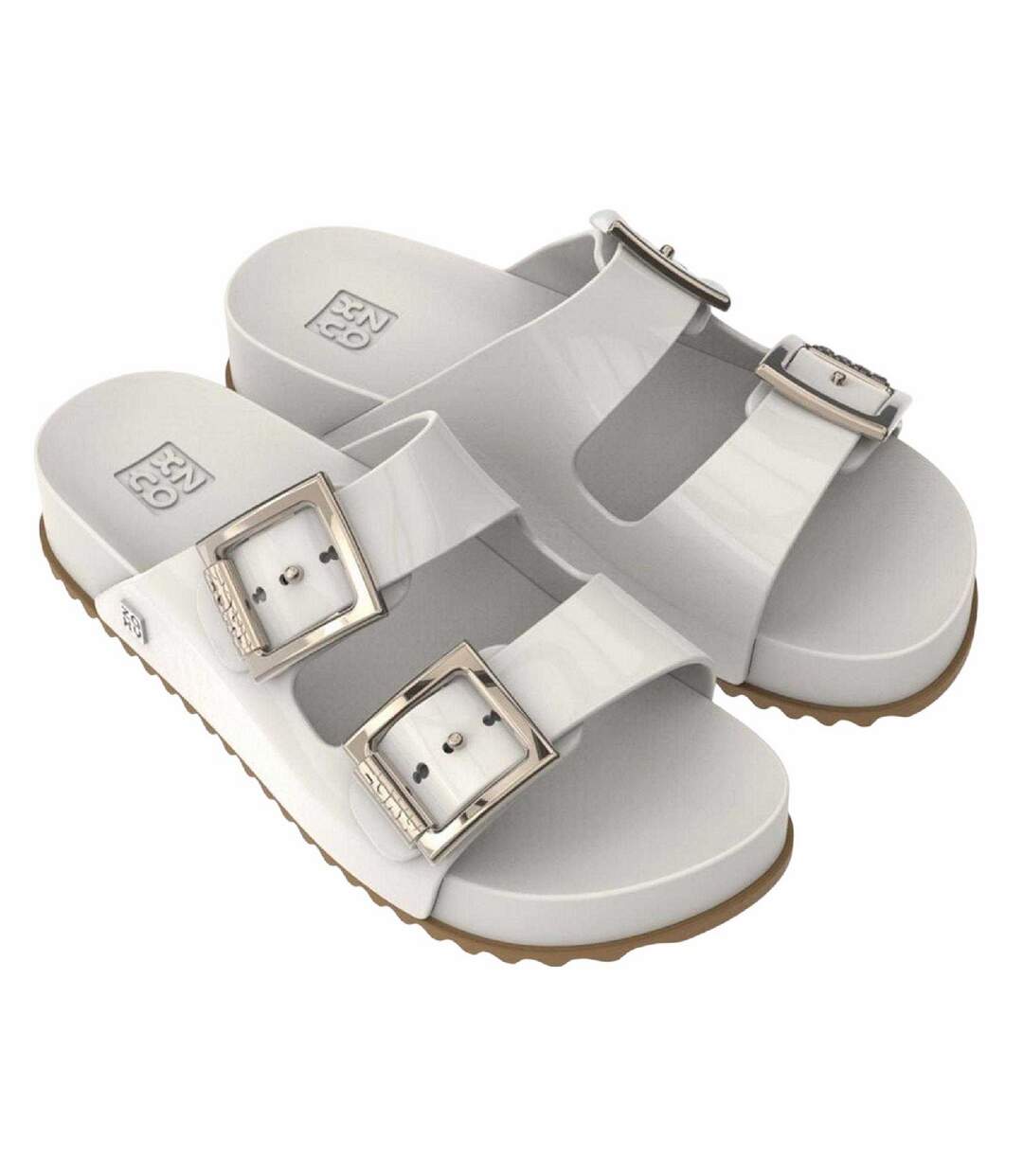 Womens/ladies Slip-on Flat Sliders White Zaxy-1