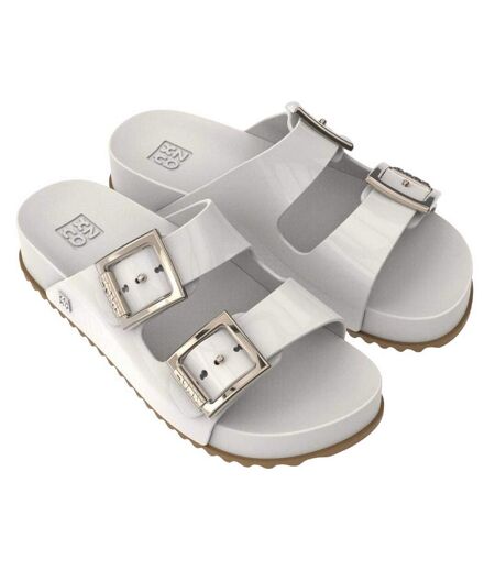 Womens/ladies Slip-on Flat Sliders White Zaxy