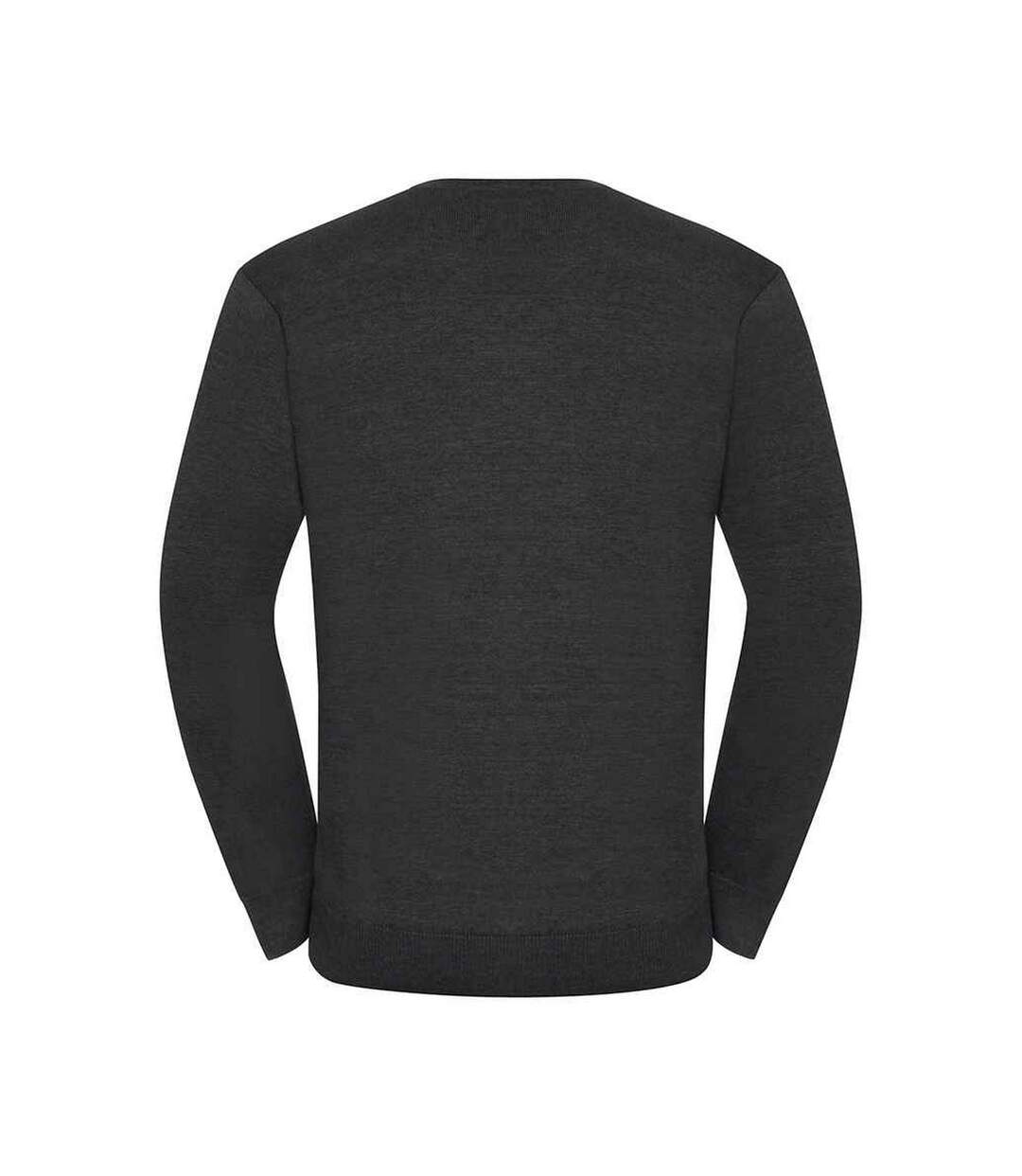 Mens cotton acrylic v neck sweatshirt charcoal marl Russell Collection