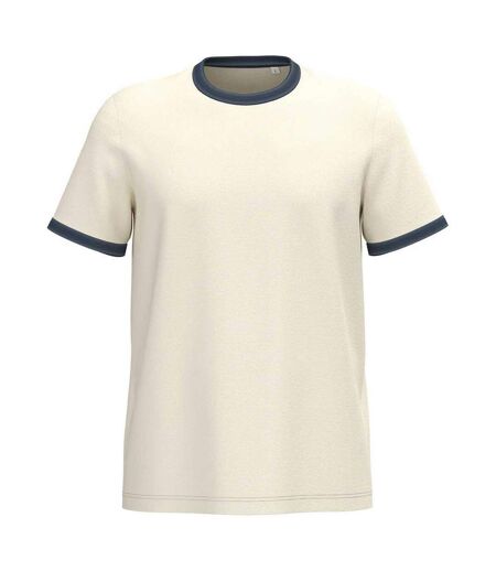 Mens Ringer T-shirt Ivory Washed Navy Native Spirit