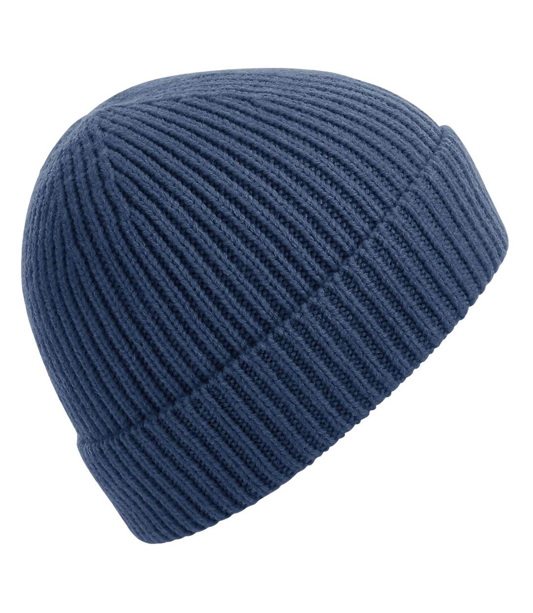Bonnet Unisexe Adulte En Tricot Côtelé Bleu Acier Beechfield-1
