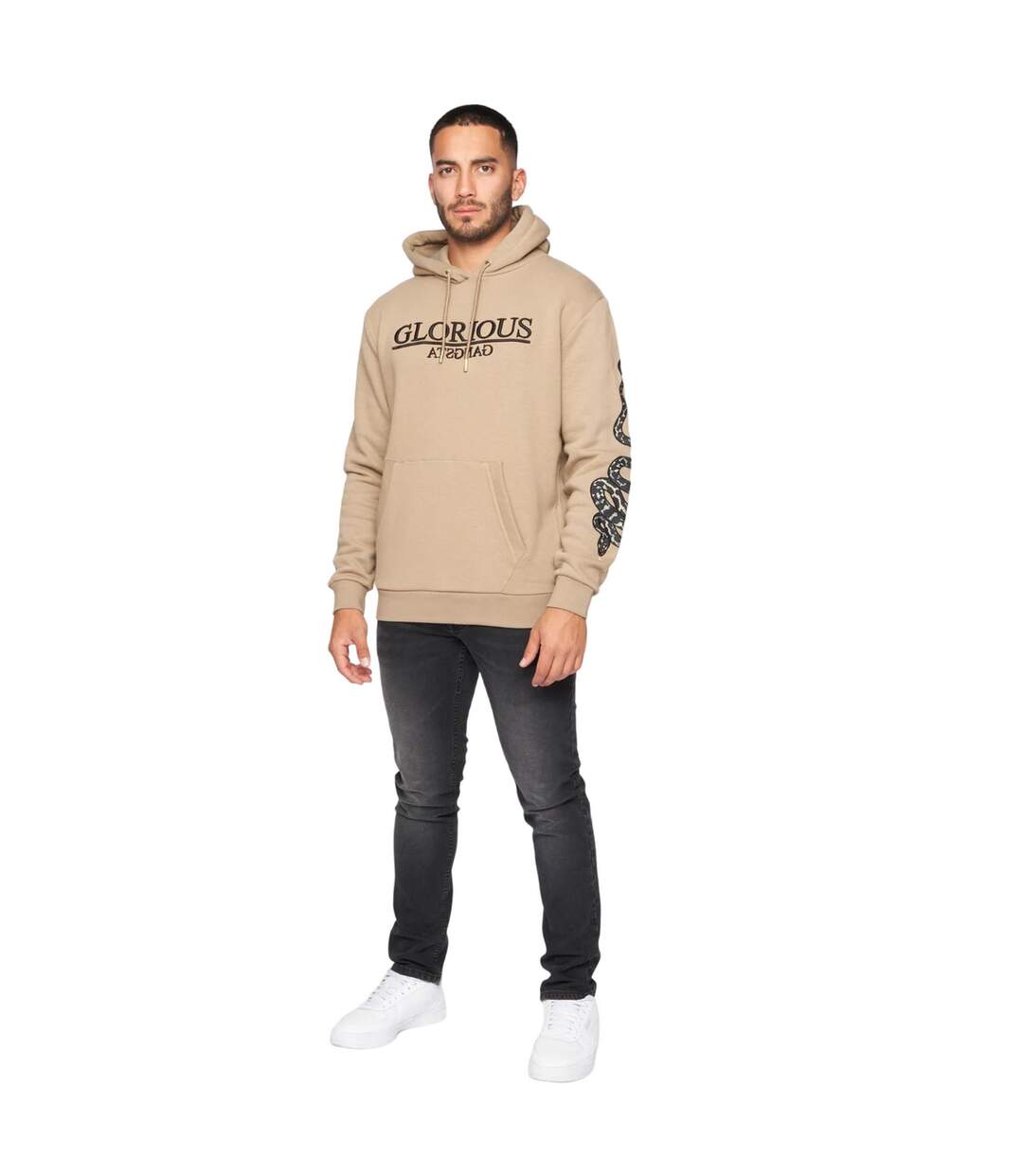 Sweat à capuche pythonidae homme beige Glorious Gangsta-3