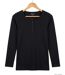 MAYFLOWER - Tee-shirt manches longues noir uni en viscose stretch avec col à 4 boutons-2