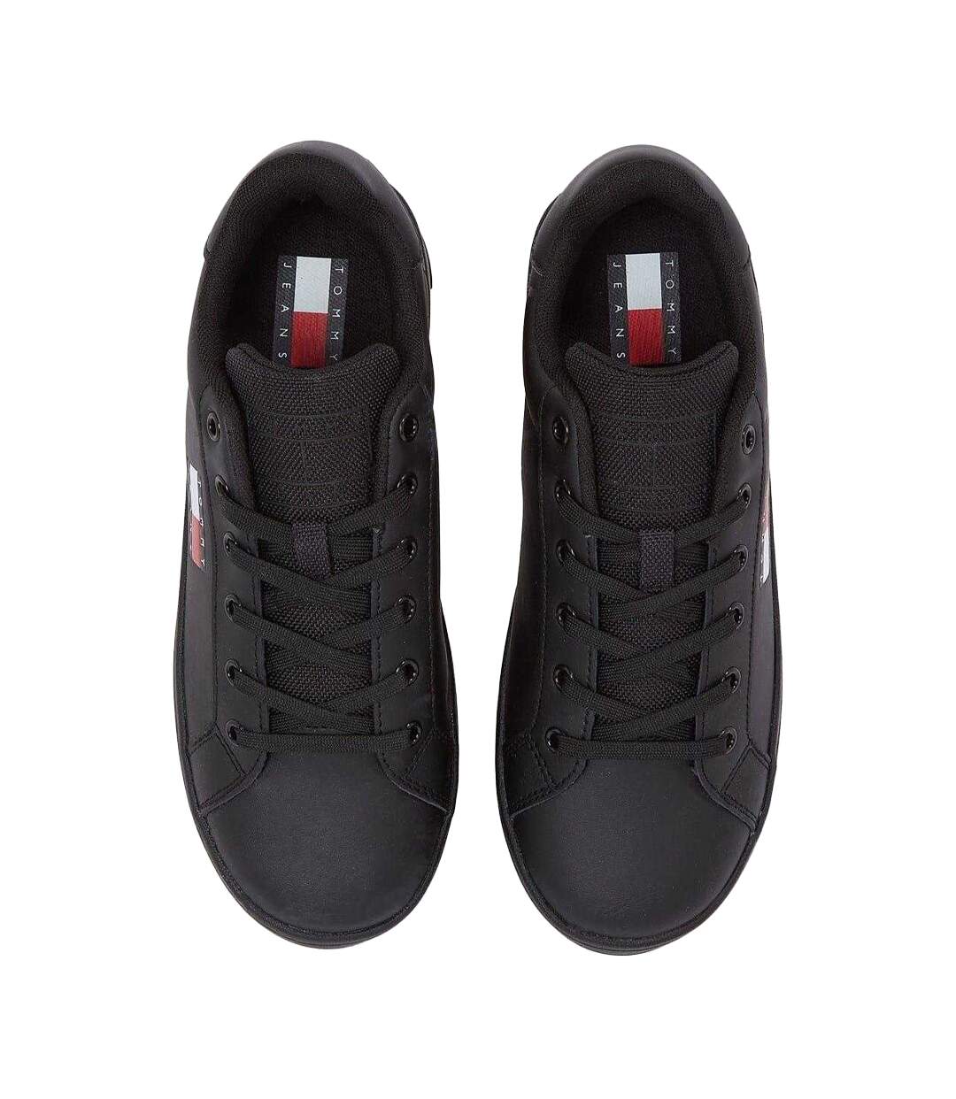Womens/ladies Icon Leather Flatform Trainers Black Tommy Jeans-3