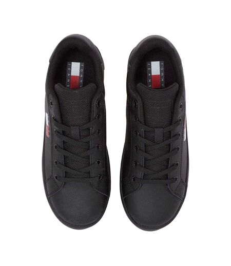 Womens/ladies Icon Leather Flatform Trainers Black Tommy Jeans