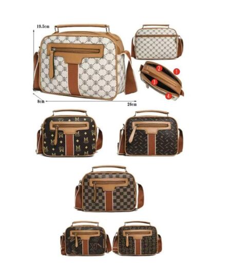 Sac à main femme - Motifs graphiques sur fond noir -  Plusieurs compartiments