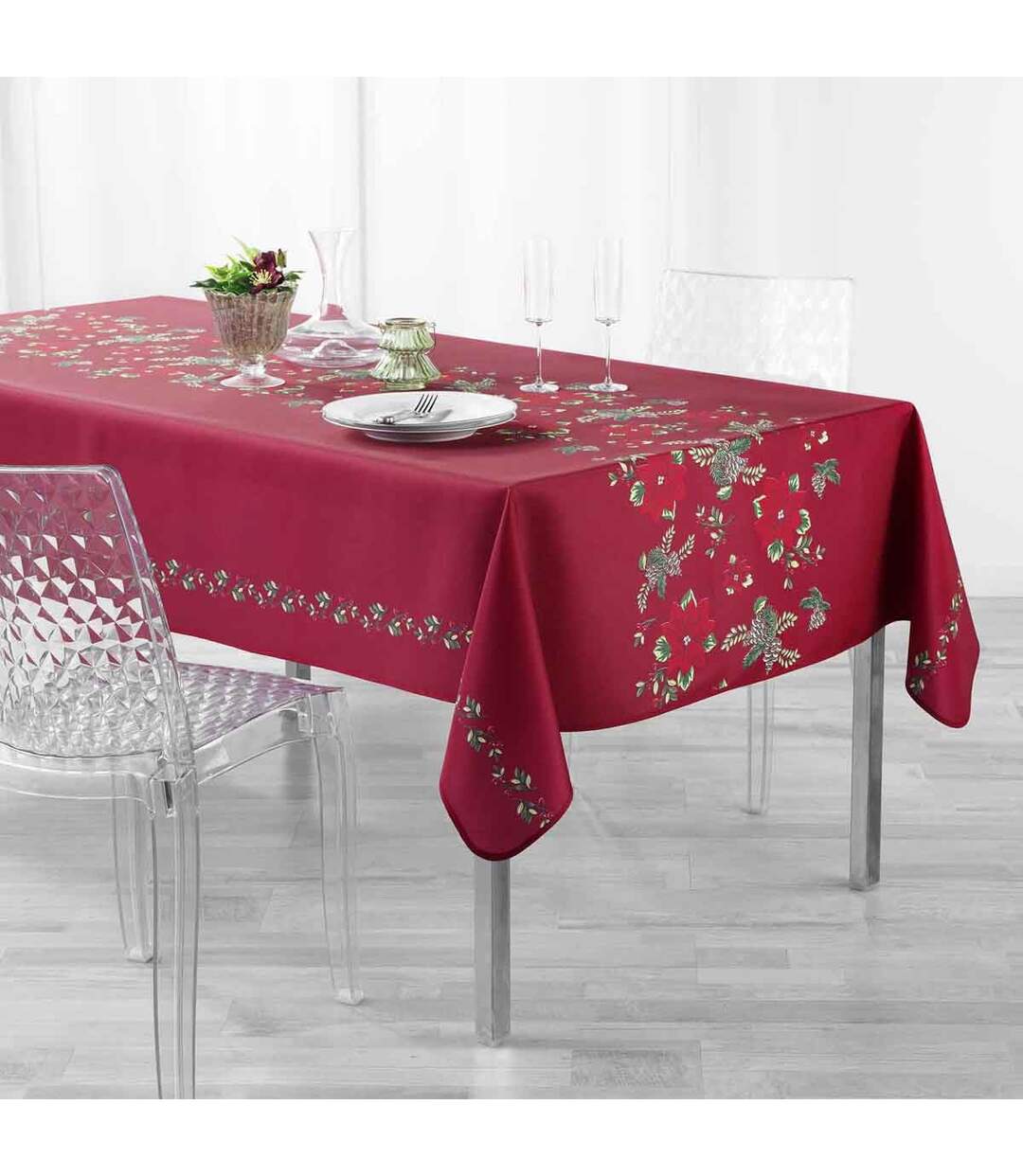 Nappe Imprimée Isadora 150x240cm Rouge-5