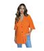 Womens/ladies Ruched V Neck Smock Top Orange AX Paris-2