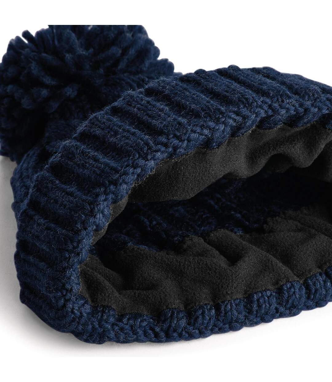 Unsiex Adultes Bonnet En Tricot Torsadé Mélangé Bleu Marine Beechfield-3