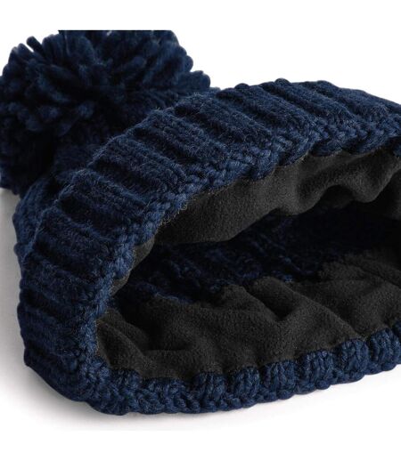 Unsiex Adultes Bonnet En Tricot Torsadé Mélangé Bleu Marine Beechfield