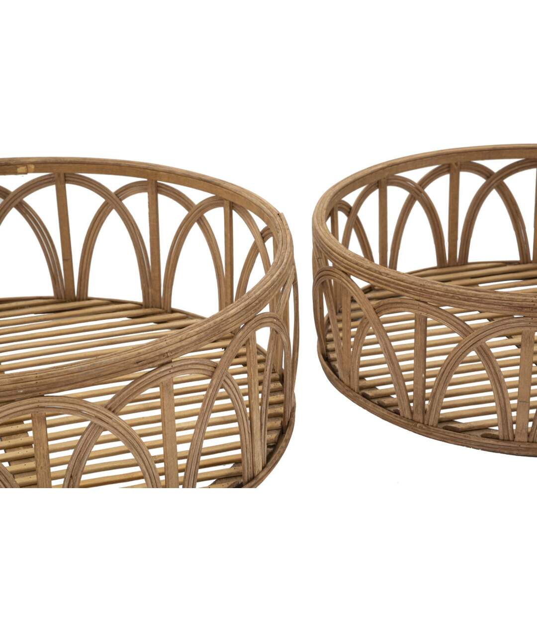 Lot de 3 Plateaux Décoratifs en Rotin Fuji 50cm Naturel-2