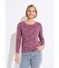 T-shirt jacquard fleuri col rond-1