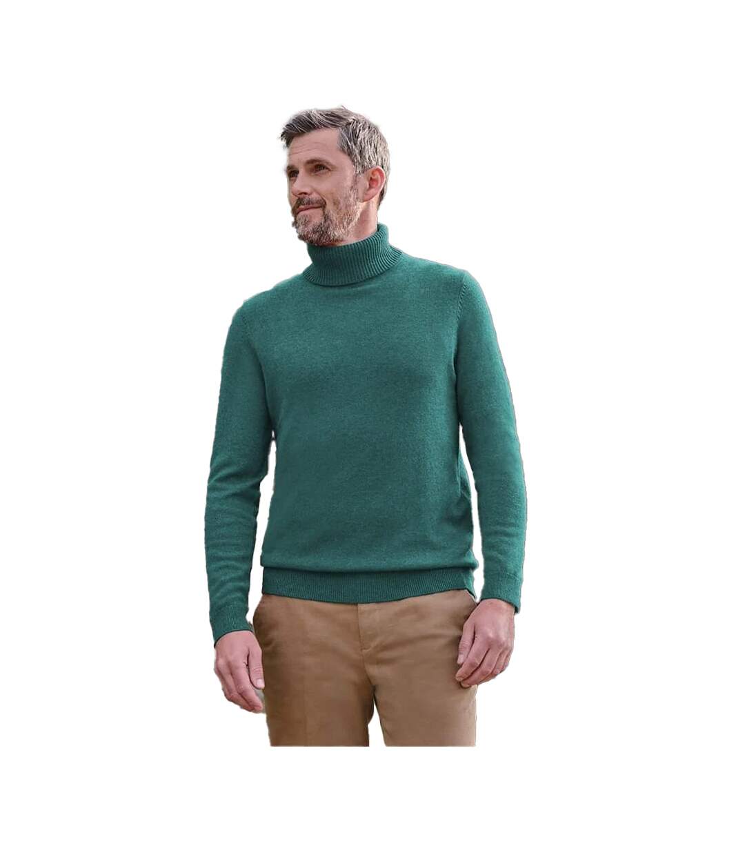 Mens Cashmere Polo Neck Jumper Dark Mint Marl WoolOvers-1