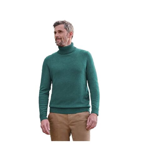 Mens Cashmere Polo Neck Jumper Dark Mint Marl WoolOvers
