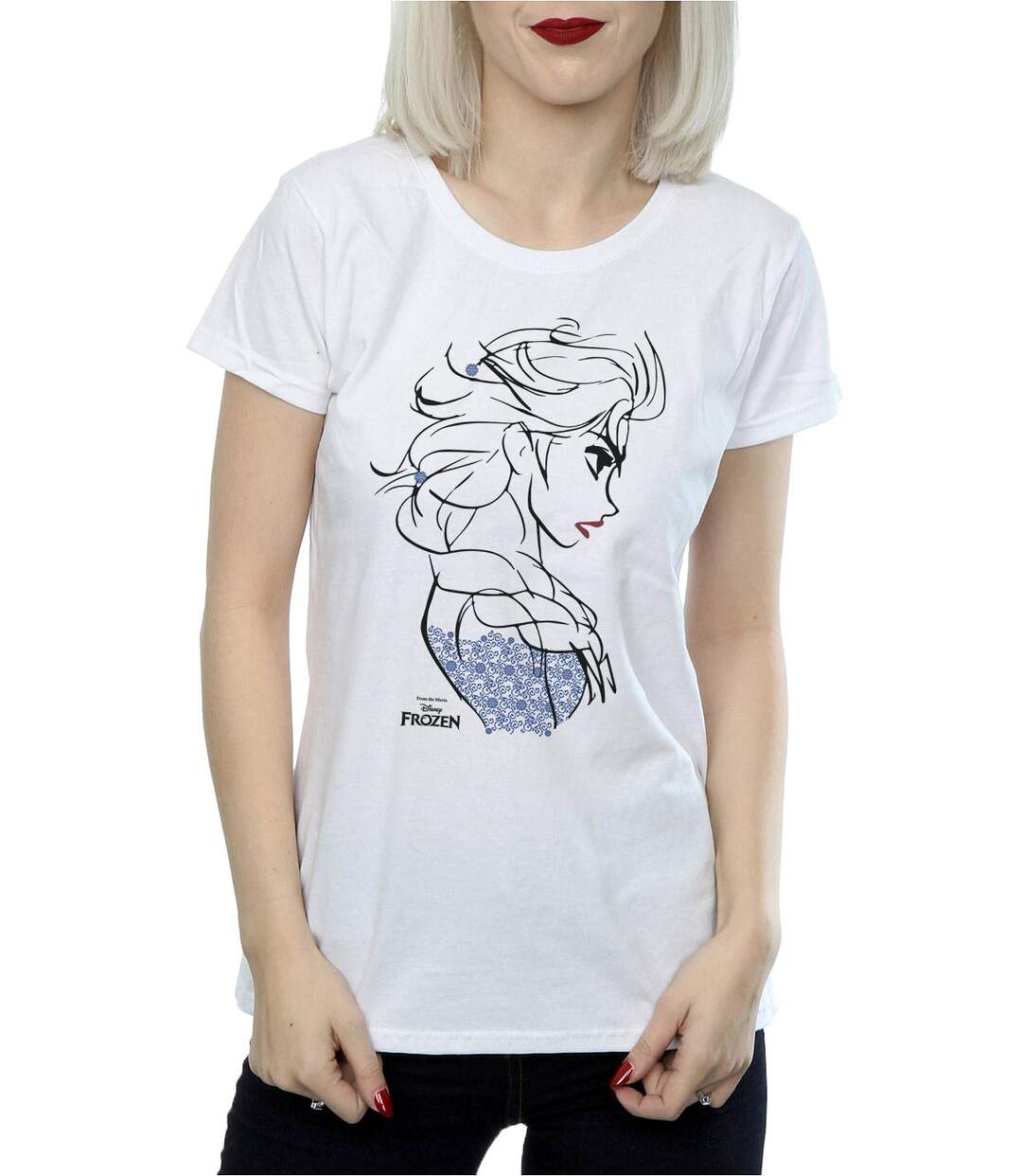 Disney T-shirt en coton Frozen Elsa Sketch Womens/Ladies (Blanc) - UTBI21883-3
