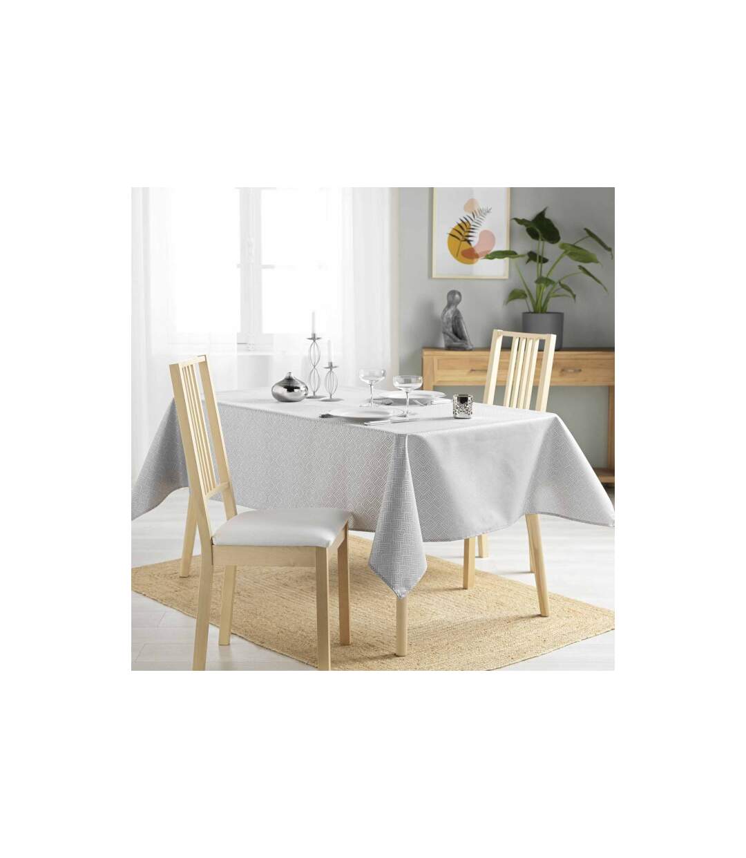 Nappe Jacquard Imprimé Azuline 140x250cm Gris-4