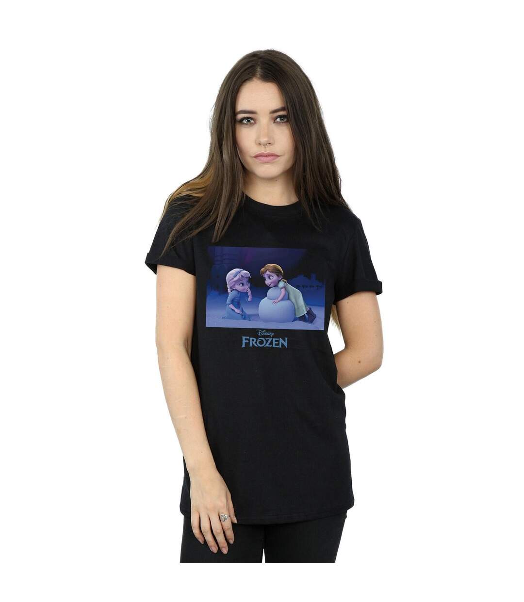 Disney - T-shirt FROZEN BUILD A SNOWMAN - Femme (Noir) - UTBI24727-2