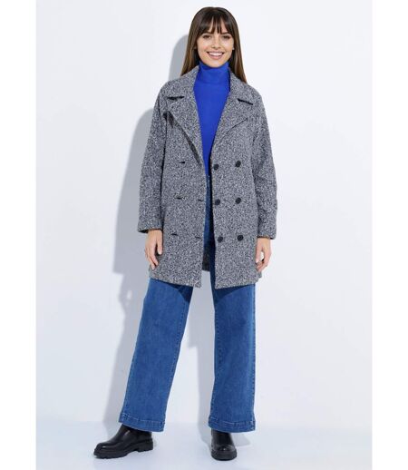 Caban long uni façon laine bouclée
