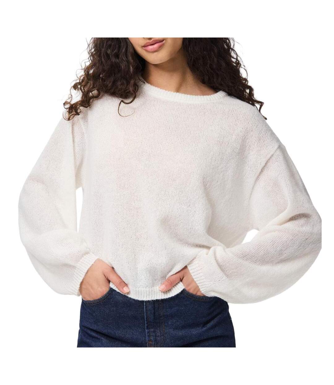 Pull blanc femme pieces pcida-1