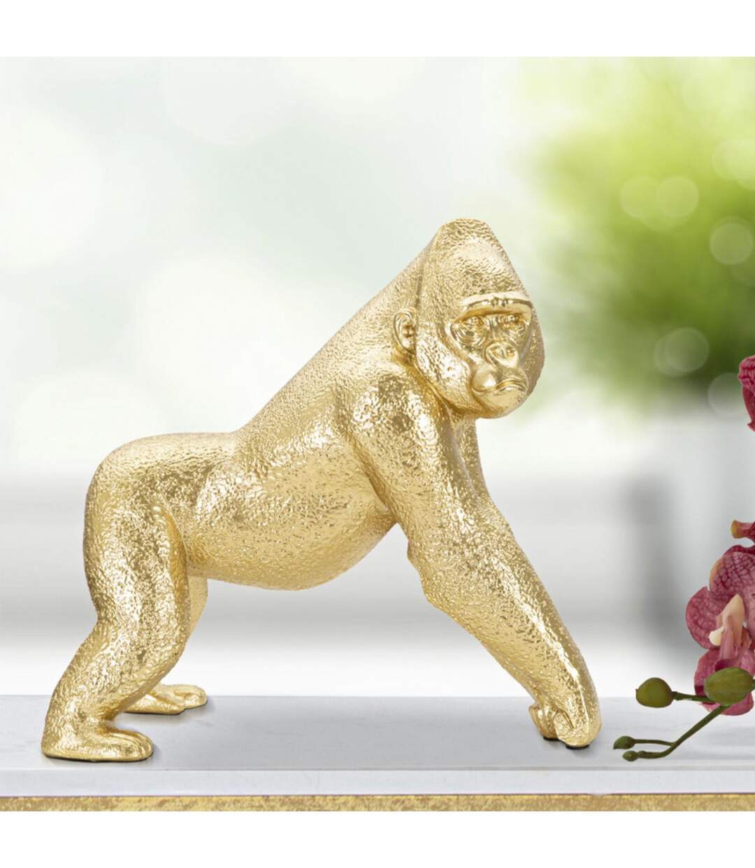 Statuette Design en Résine Gorille 24cm Or-5