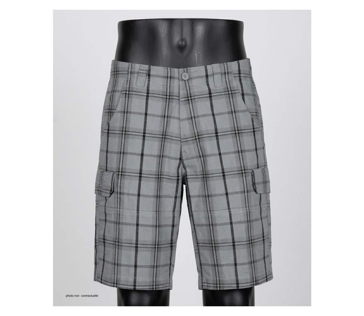 Bermuda à carreaux homme Winchester INTACT3 en coton gris multi-poches pour les loisirs-3