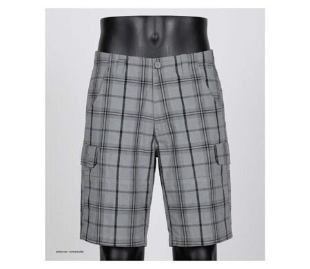 Bermuda à carreaux homme Winchester INTACT3 en coton gris multi-poches pour les loisirs