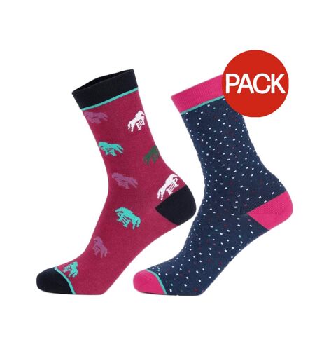 Chaussettes femme rose / bleu / noir Aubrion