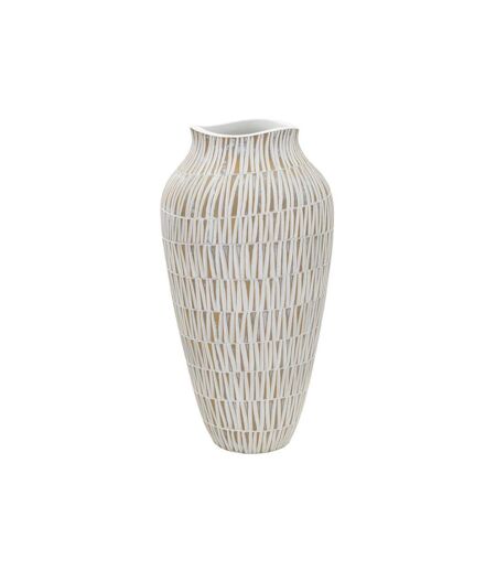 Vase Déco en Résine Stiky 44cm Or & Blanc