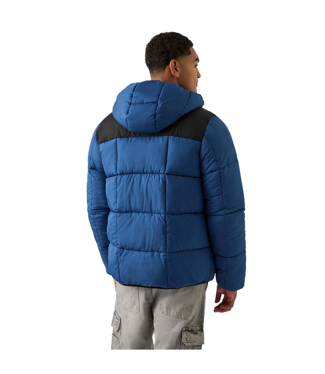 Mens Colour Block Reversible Puffer Jacket Blue Reebok-3