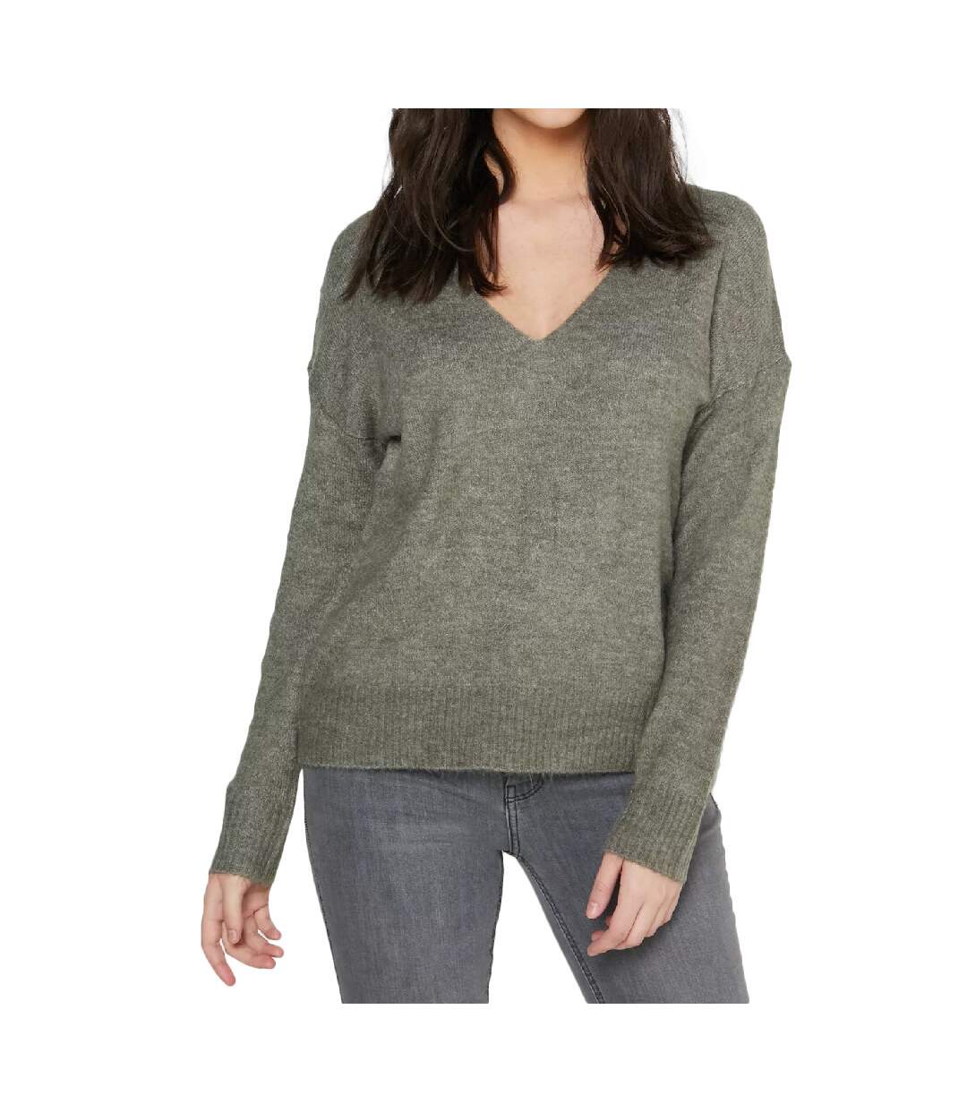 Pull vert femme Jacqueline de Yong Elanora L/S V-Neck-1