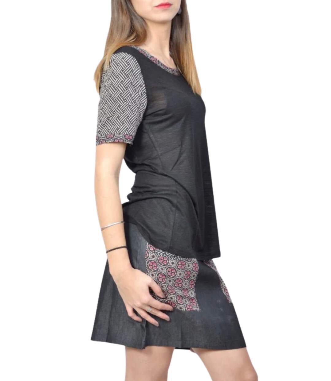 Jupe Noire Courte Femme - Style élégant et Confortable - Fermeture éclair et Poches Pratiques-3
