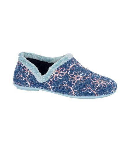 Chaussons Motif/style Fleur Sara Femme Bleu Sleepers