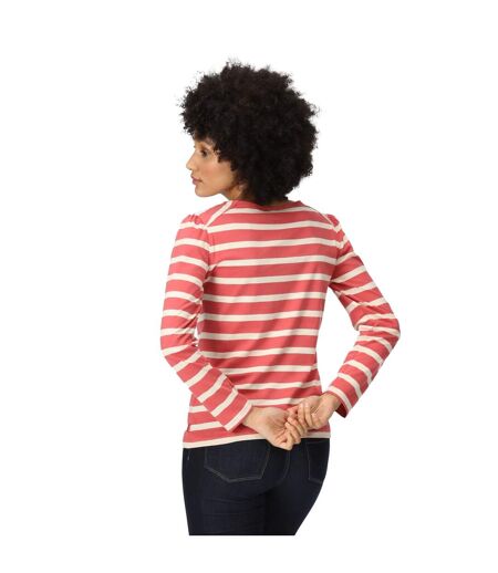 Womens/ladies Federica Stripe Long-sleeved T-shirt Mineral Red Light Vanilla Regatta