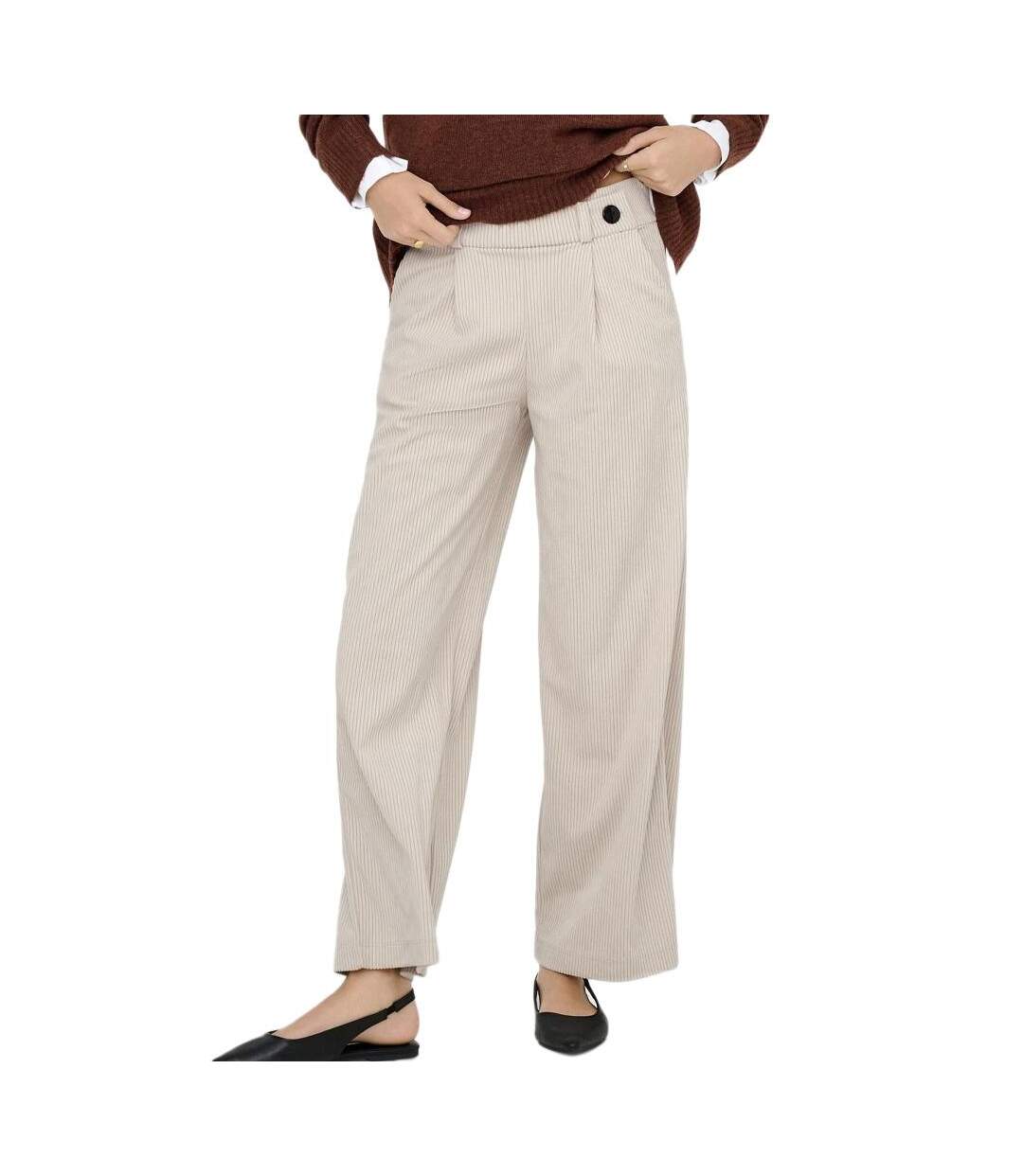 Pantalon beige femme jdy geggos-1