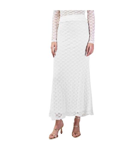 Womens/ladies Floral Lace Mid Rise Maxi Skirt White Bardot