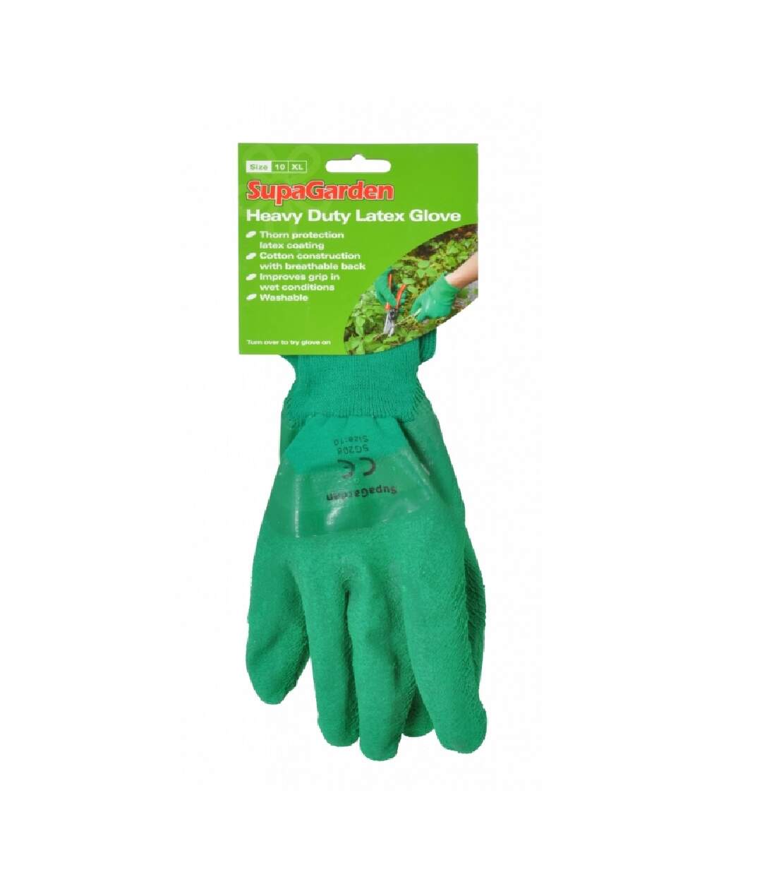 Mens latex heavy duty glove one size green Ambassador-1