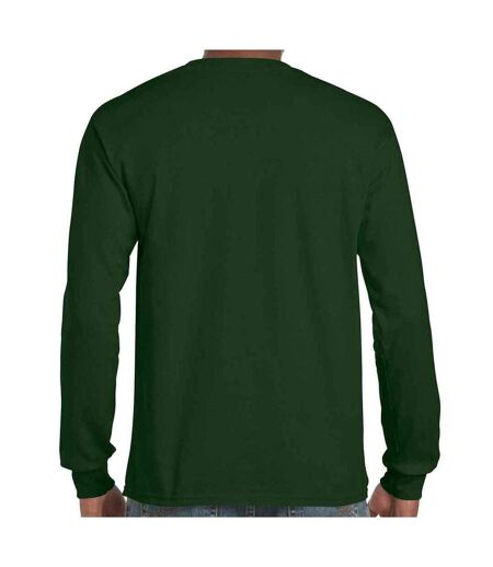 Unisex adult ultra plain cotton long-sleeved t-shirt forest green Gildan