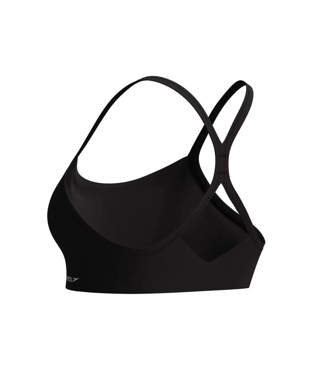 Womens/ladies Solid Racerback Bikini Top Black Speedo-4