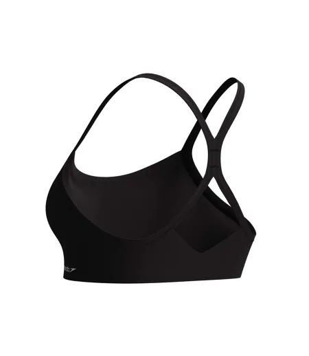 Womens/ladies Solid Racerback Bikini Top Black Speedo