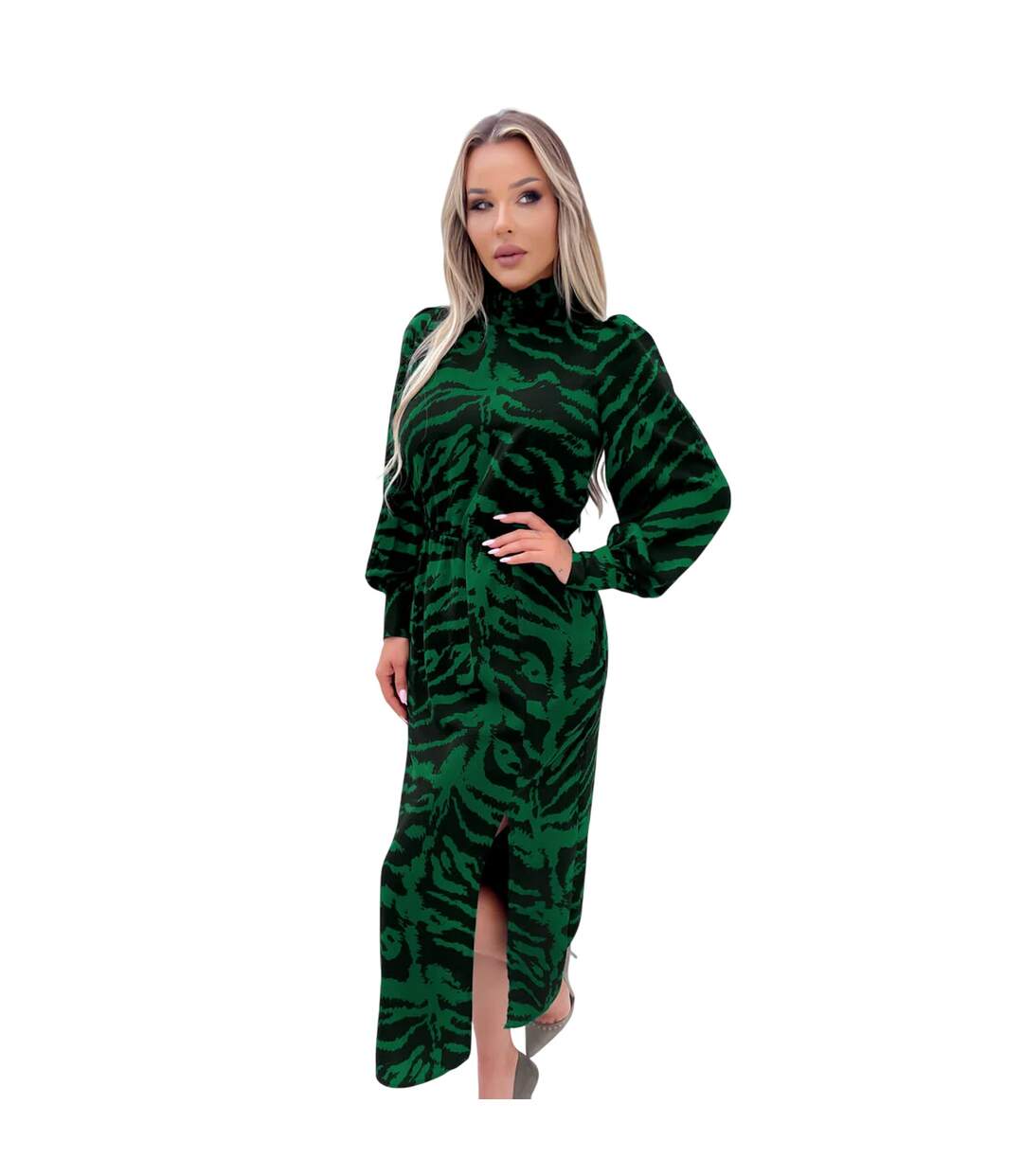 Robe Mi-longue Femme Vert AX Paris-2