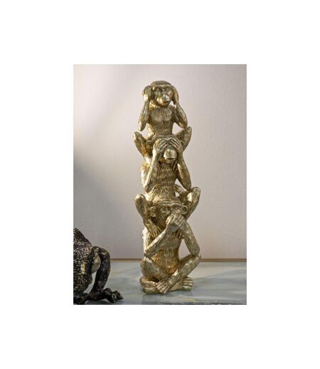 Statuette Déco Pyramide 3 Singes 30cm Or
