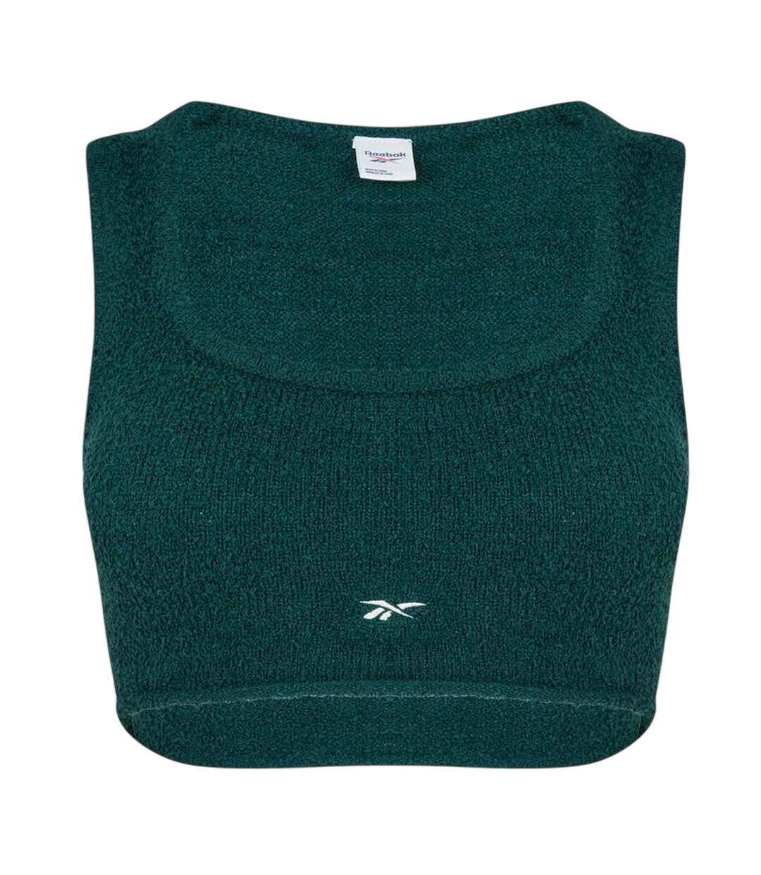 Womens/ladies Classic Cropped Polyester Fitted Tank Top Forest Green Reebok-2