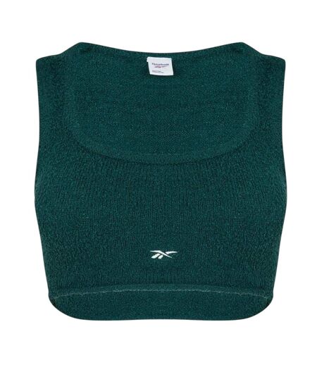 Womens/ladies Classic Cropped Polyester Fitted Tank Top Forest Green Reebok