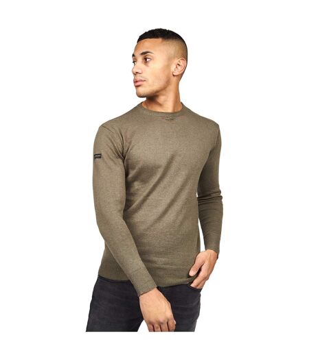 Mens lempton knitted marl sweater beetle Crosshatch