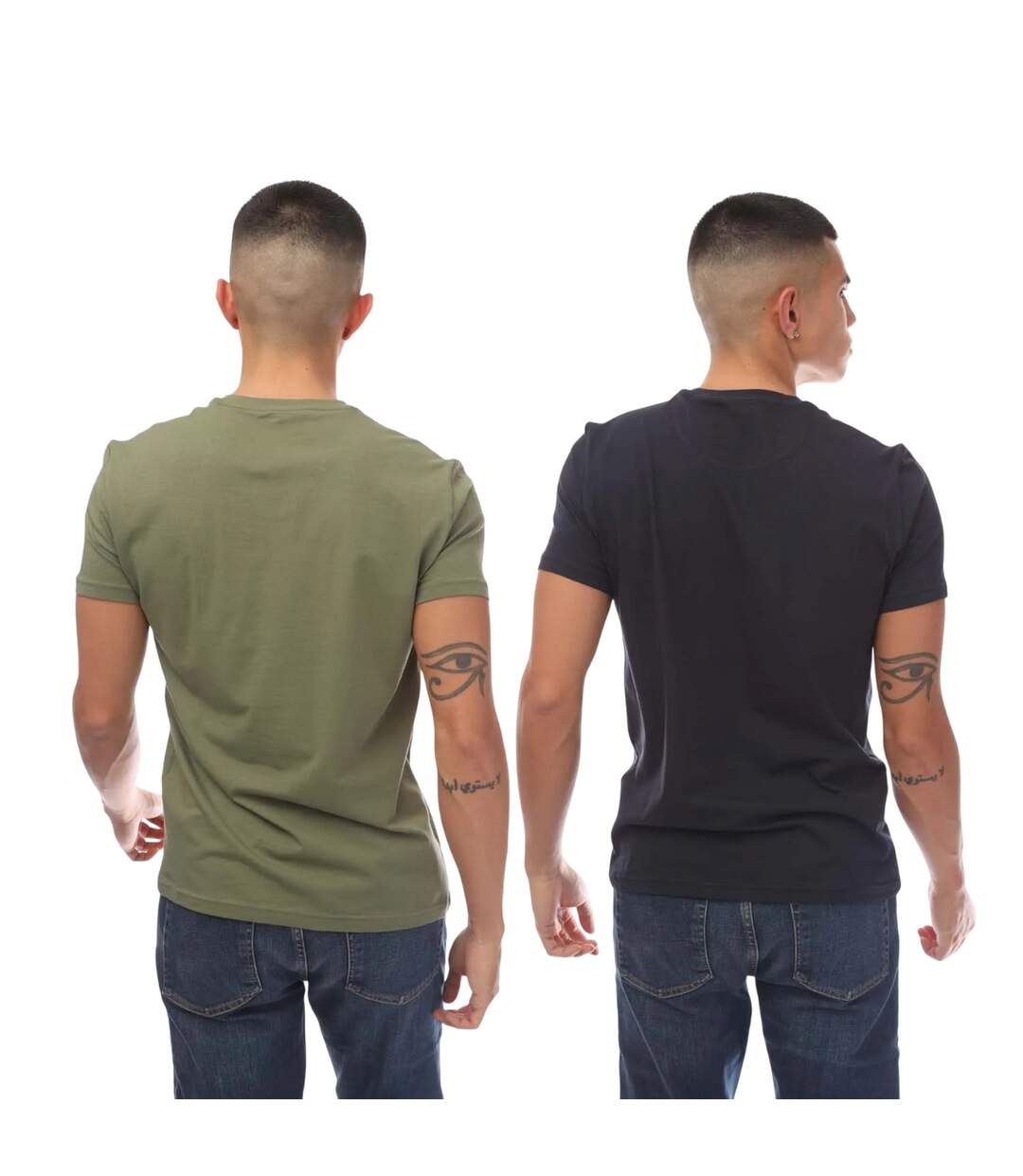 Pack Of 2  Mens Plain T-shirt  Navy Green Emporio Armani-3