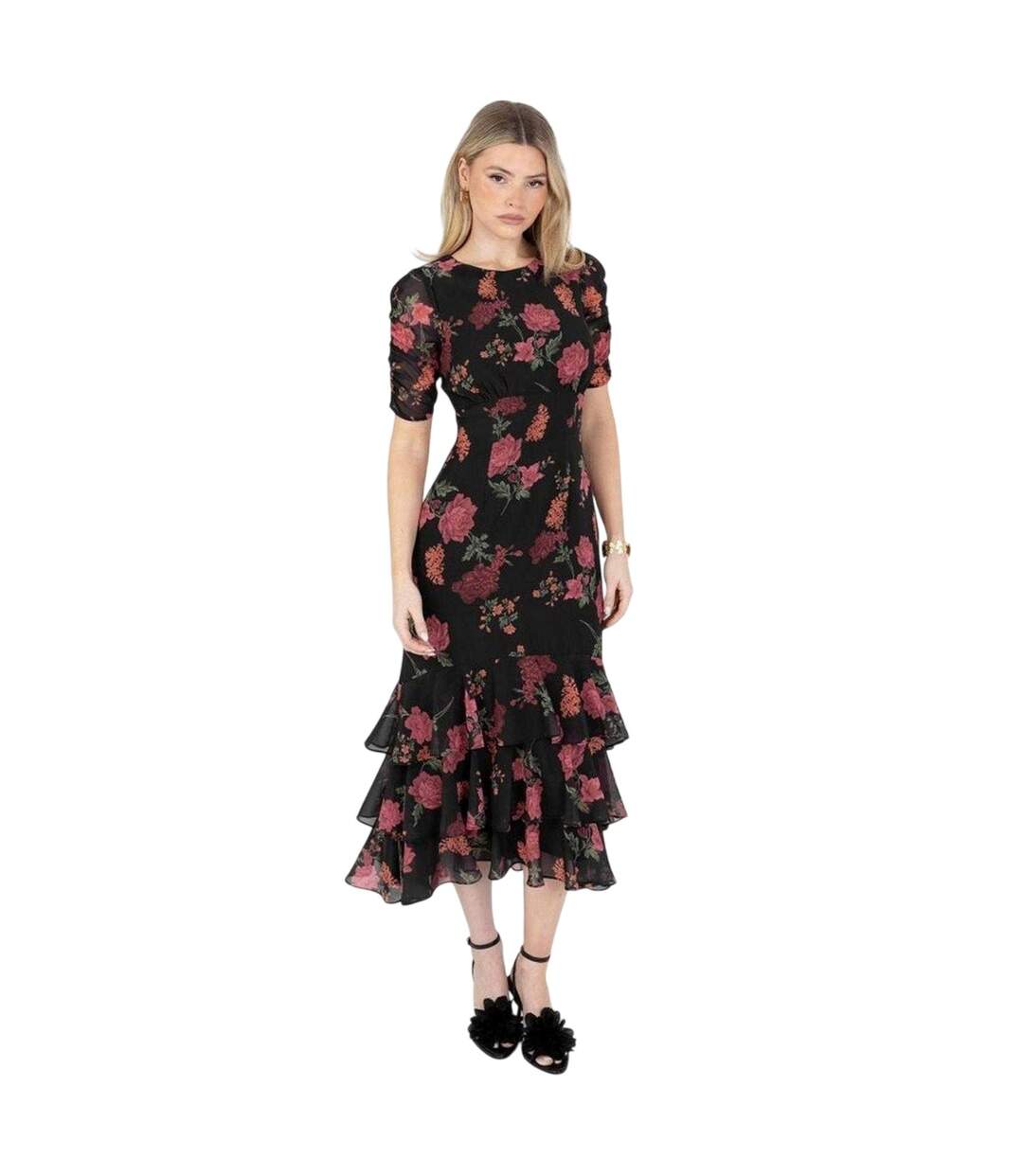 Robe Mi-longue Motif/style Floral Femme Noir Anaya With Love-2