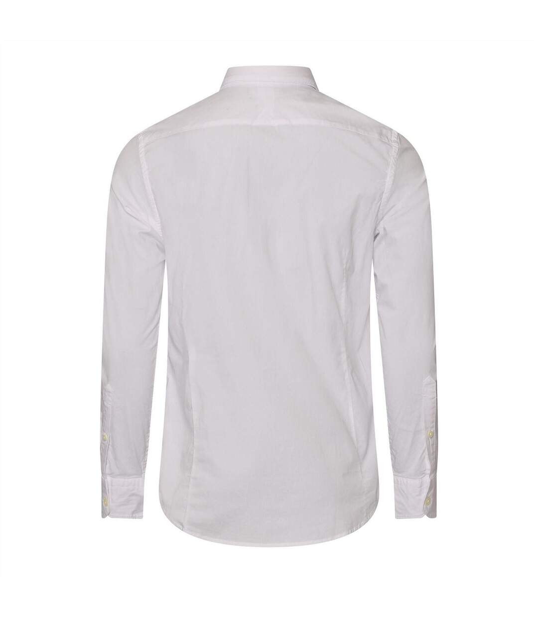 Mens Slim Long-sleeved Button-down Shirt White Replay-3