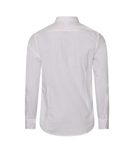 Mens Slim Long-sleeved Button-down Shirt White Replay