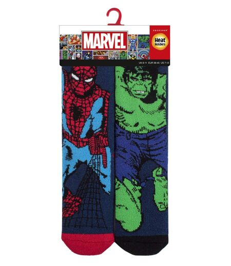 Mens Hulk Socks | Heat Holders Lite | Novelty Marvel Thermal Socks for Winter