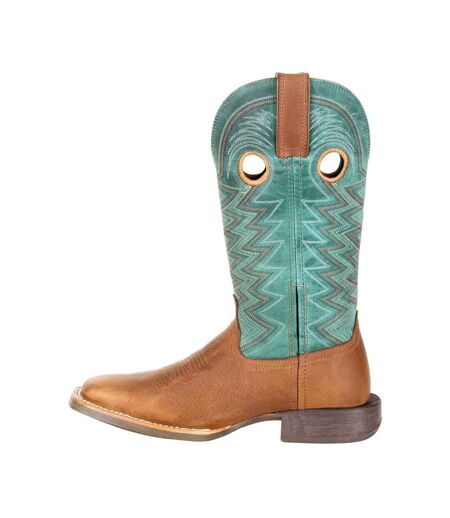 Womens/ladies Lady Rebel Pro Full Grain Leather Cowboy Boots Wheat Tidal Teal Durango